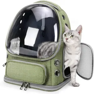 Backpack Style Cat Bag, Breathable Cat Bag Large Space Bubble Pet Backpack Suitable for Small Pets Under 15 Pounds, Transparent Foldable Pet Bag Suitable for Travel Hiking