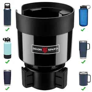 Car Cup Holder Expander with Adjustable Base, Compatible with Hydro Flasks 32/40 Ounce, Compatible with Yeti Ramblers 20/26/30 Ounce, Other Bottles in 3.4"-3.8" (Black)