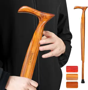 ispuoocti Wooden Walking Cane for Men and Women -Natural Solid Wood, 3 Rubber Tips, Heavy Duty, with Travel Bag- Wooden Walking Stick, Ergonomic Canes for Seniors Unisex Walking Canes