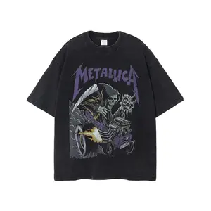 Unisex Washed T-Shirt Oversized Streetwear Heavy Metal Metalica Band Vintage tee Oversize Unisex T-shirt All Size