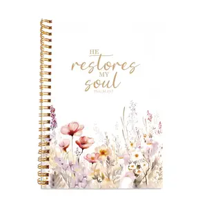 Floral Pattern Spiral Notebook, 1 Set Christian Art Gifts Journal, Prayer Journal for Women, Bible Journaling Notebook, Gift for Women, Daily Devotional Journal, Devotional Notebook