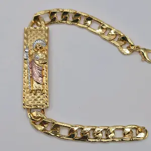 SAINT JUDE religious bracelet id style gold-plated figaro