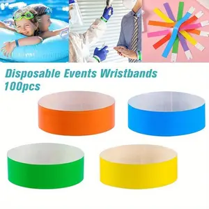 100Pcs Waterproof Wristband Disposable Paper Wristbands swimming party resort hand sticker label