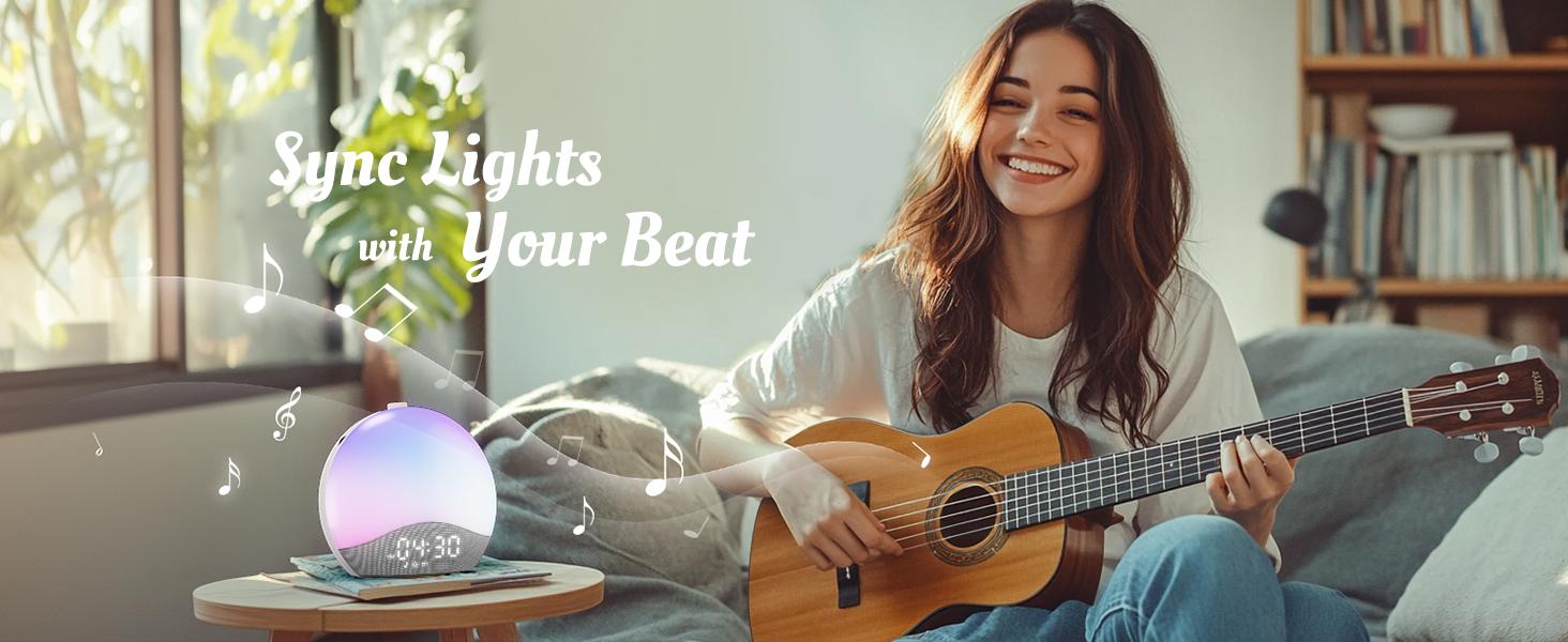 ecozy Sunrise Alarm Clock, Upgraded White Noise Machine for Sleep, Bluetooth Speaker, Dimmable Night Light for Heavy Sleeper, Adults, Kids