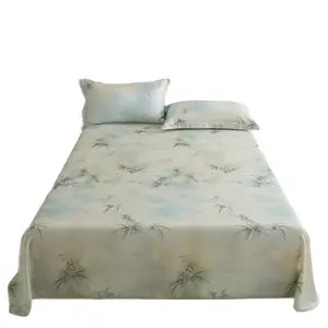Silky Floral Print 100-Count Lenzing Tencel Lyocell Fiber Bedding Set, Multi-Size Breathable Cool-Touch Duvet Cover & Bed Sheets, Ideal for Summer Naked Sleeping