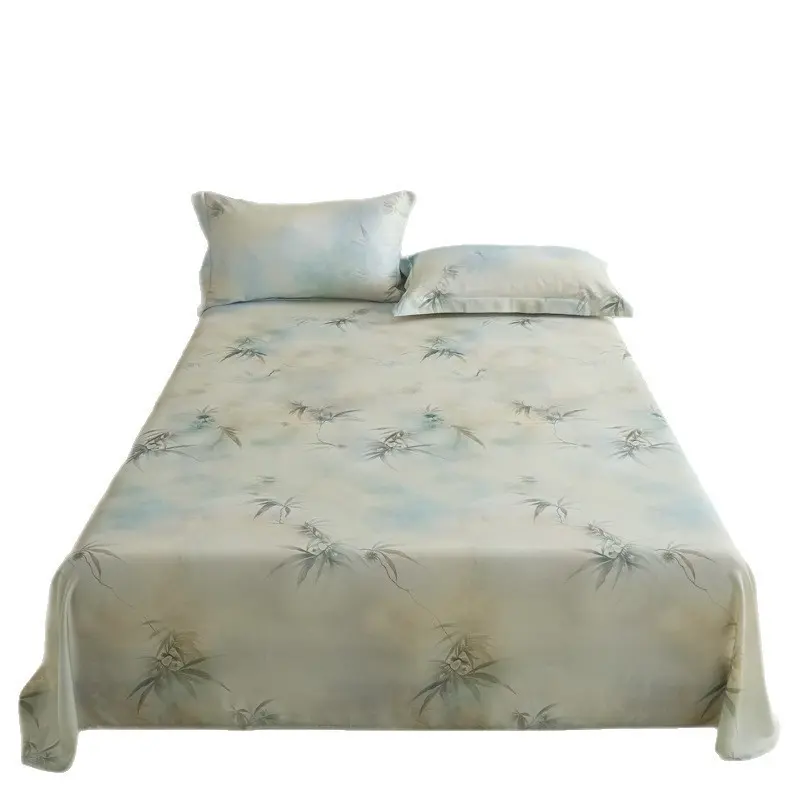 Silky Plant Motifs Lenzing Tencel Lyocell Fiber Bedding Set - 100 Count, 48x74cm & Multi-Size, Breathable Cool-Touch Cooling Duvet Cover & Sheets, Natural Temp Regulation, Sustainable Luxury Summer Bedding