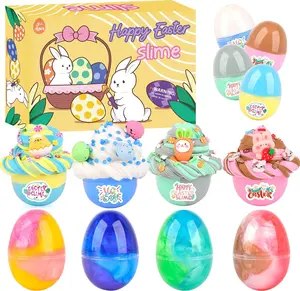Butter Galaxy Slime Kit Easter Basket Stuffers - 8 Prefilled Easter Eggs with Butter Slime & Cute Slimes Add-ins, Soft & Non Stick Fluffy Slimes for Birthday Party Favors for Girls & Boys Egg Fillers
