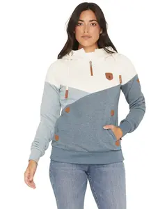 Wanakome Women's Roxy Color Block 1/2 Zip Pullover Hoodie - Roxy-5124-Indigo