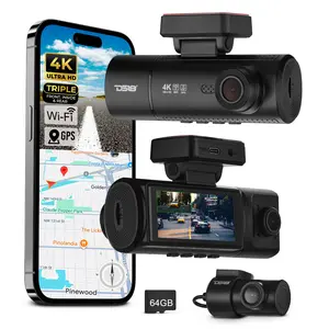 4K Triple Dash Camera with Front, In-Cabin and Rear Cameras, Wi-Fi, GPS and 3.16” IPS Display (EAGLE-F3)