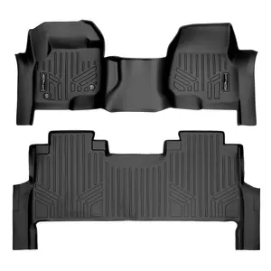 SMARTLINER 2 Rows Custom Fit Floor Liners Compatible with 2017 - 2025 Ford F-250 Super Crew (Gasoline | Carpet | 1st Row Over The Hump | 1st Row Bench Seat | Not 4x4 Shifter | 2nd Row With under-seat storage)