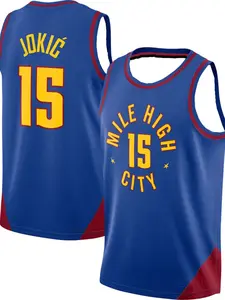 Blue- 15 Size Basketball Jersey for Men Casual Athletic Tank Top with Breathable Mesh, Retro Street Style, Loose Fit for Training and Sports