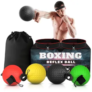 Boxing Reflex Balls Set - 4 Same Weight Color Balls, 2 Adjustable Headbands for Reaction Time Training, Hand-Eye Coordination, Hand Speed & Focus | Beginner to Advanced Drills, Great Gift for Father