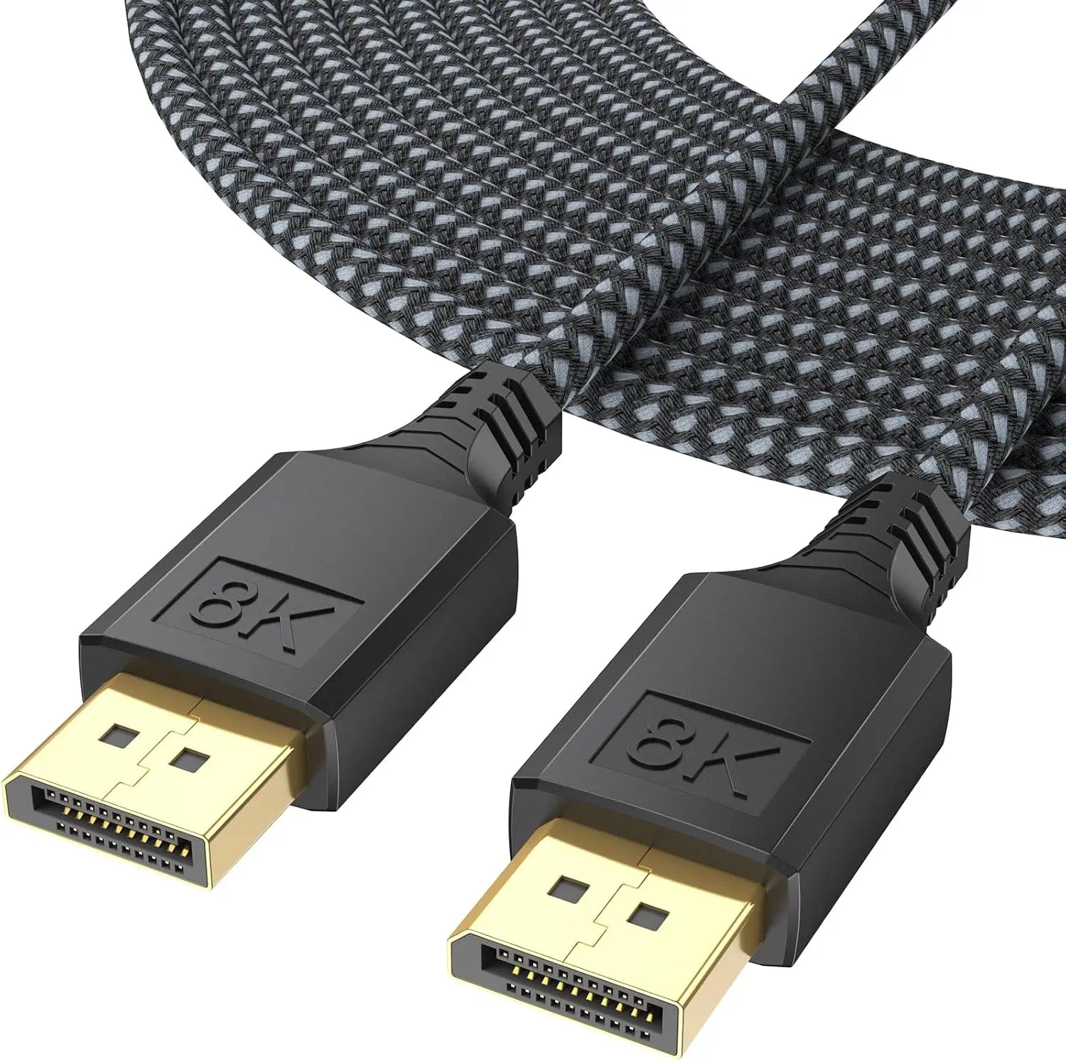 DisplayPort Cable 1.4 15FT, DP Cord 8K@60Hz, 4K@144Hz, 2K@240Hz | 32.4Gbps Display Port Braided Male to Male Compatible for Gaming Computer Laptop PC to Monitor