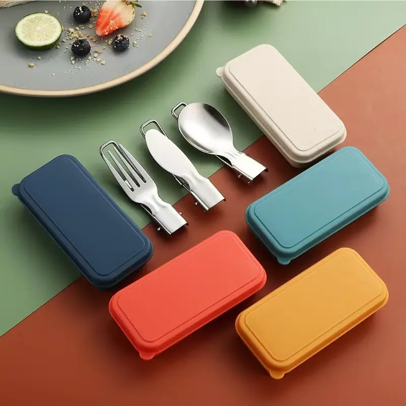 Portable Stainless Steel Cutlery Set, Cutlery Utensil Sets, Foldable Utensils Spoon Knife Fork Chopsticks, Outdoor Camping Picnic Tableware, Travel Cutlery Set