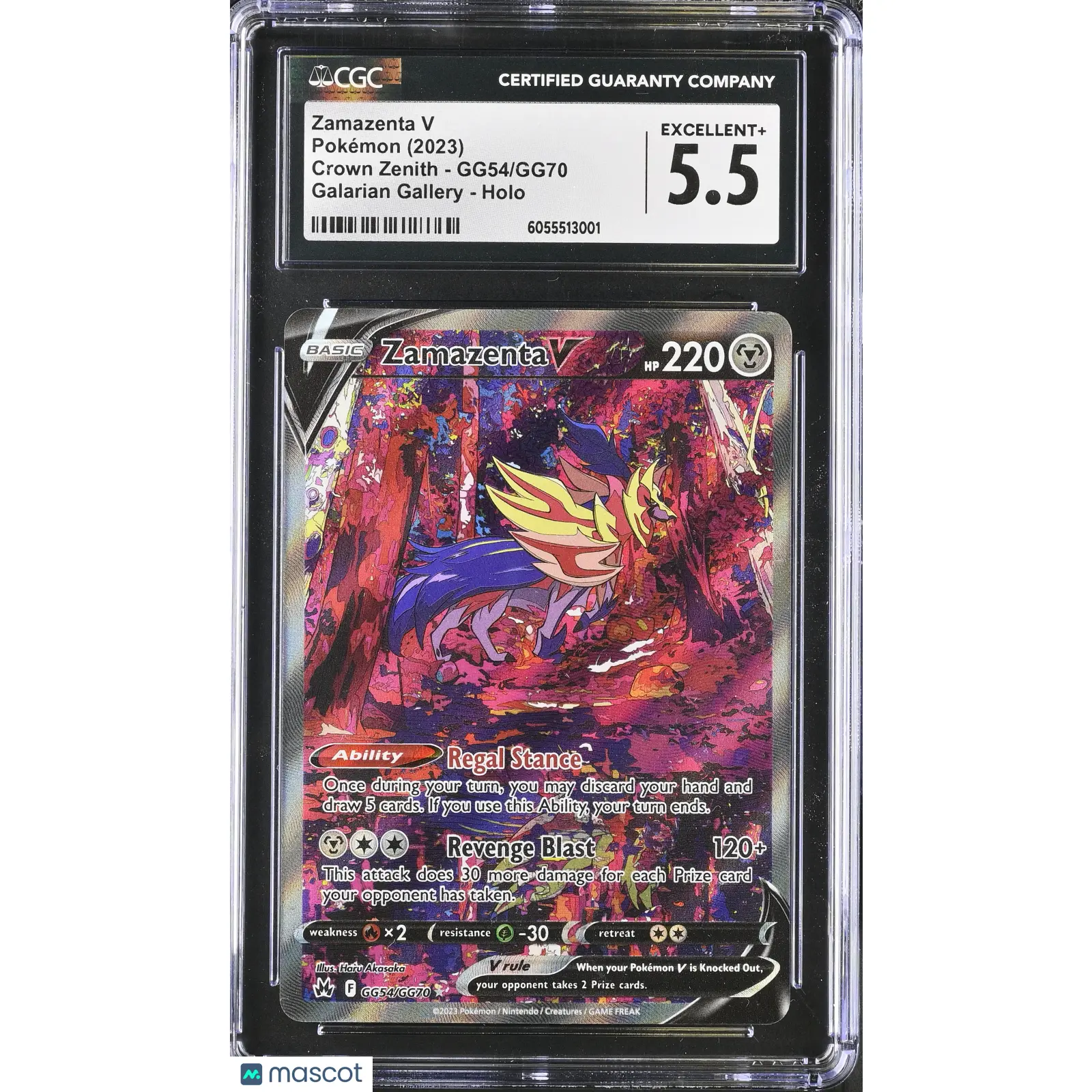 2023 Pokemon Crown Zenith Zamazenta V Holo CGC 5.5 #GG54/GG70