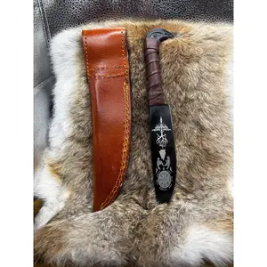 Engraved Raven Handle Knife