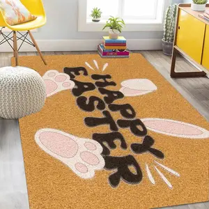 Easter Rabbit Pattern Floor Mat, Non-slip Rectangular Mat, Decorative Carpet for Home Living Room Bedroom, Home Decor