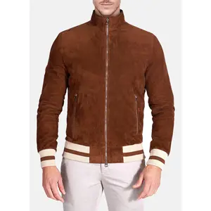 Mens Slimfit Brown Suede Leather Jacket