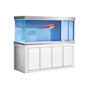 Aqua Dream 235 Gallon Tempered Glass Aquarium with Prebuilt Aluminum Stand, LED Light, Sump Filtration System & Built-in Filter Media Divider Fish Tank