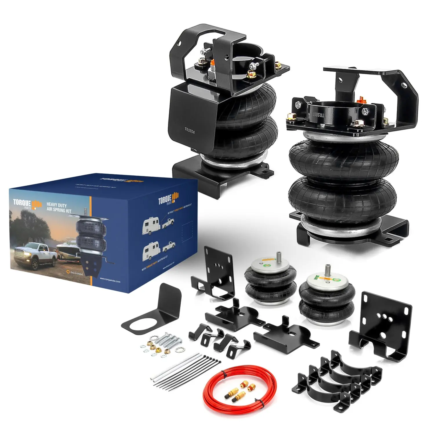 TORQUE Air Suspension Bags Kit with Internal Jounce Bumper & Heavy-Duty Performance, 7,500 lbs Load Capacity for 2011-2026 Chevrolet Silverado 2500HD-3500HD & GMC Sierra 2500HD-3500HD (TR75613), Tubing, Load-Leveler