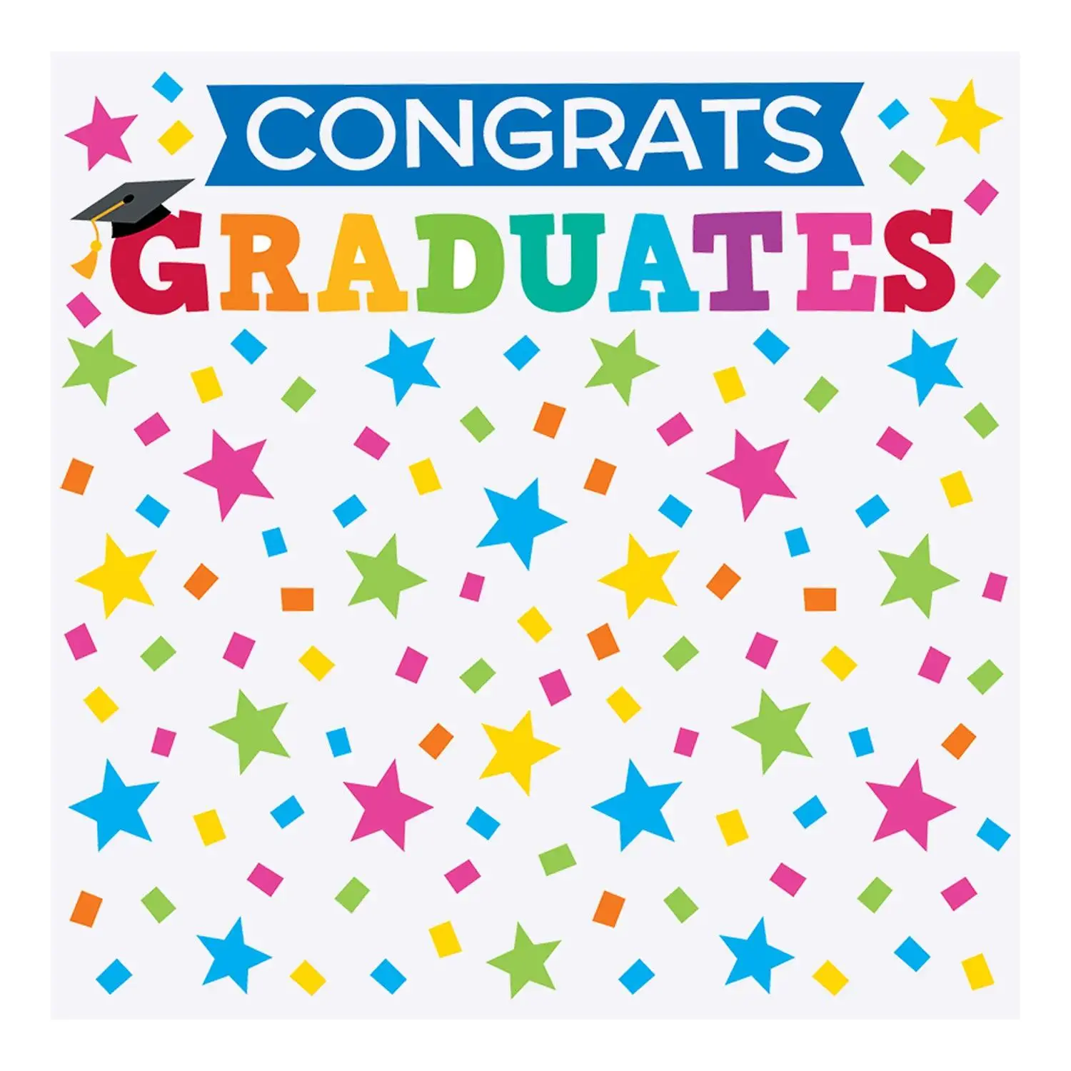 6 Ft. x 6 Ft. Elementary Graduation Colorful Stars Plastic Backdrop