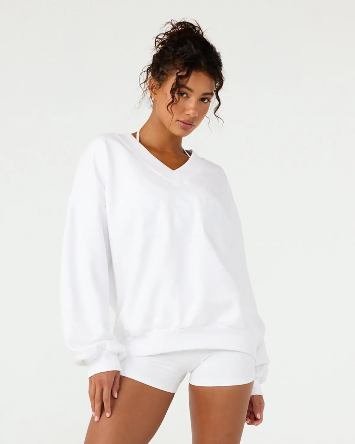 CSB V Neck Sweatshirt | White