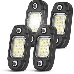 4 Pods White Rock Lights 24 LEDs Chips  Neon Trail  Lamp Underglow Light for    SUV ATV UTV (White)