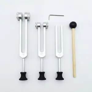 Professional Tuning Fork Set 128Hz 256Hz 512Hz – Sound Healing Therapy Tools With Activator Mallet & Allen Key – Meditation, Chakra Balancing, Yoga & Stress Relief
