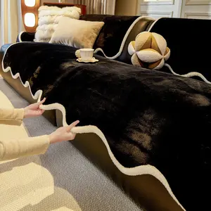 1pc  Pure Color Irregular Sofa Cushion, Romantic High-End Edge Design, Anti-Slip Sofa Seat Pad, All Seasons Use, Dustproof Washable