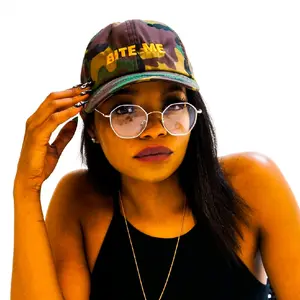 Bite Me Dad Hat - Camo, Black, or White & Gold with Adjustable Strap and Curved Visor