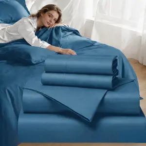 SASTTIE Bamboo & Cotton Blend Sheet & Pillowcase Sets Bedding - Breathable Bamboo Sheet Sets-Ultra Soft Bamboo Cotton Bed Sheets with Deep Pocket Fitted , 2300 TC Soft Cooling Sets, Shrink & Wrinkle Resistant, for all-Season Comforter Fit