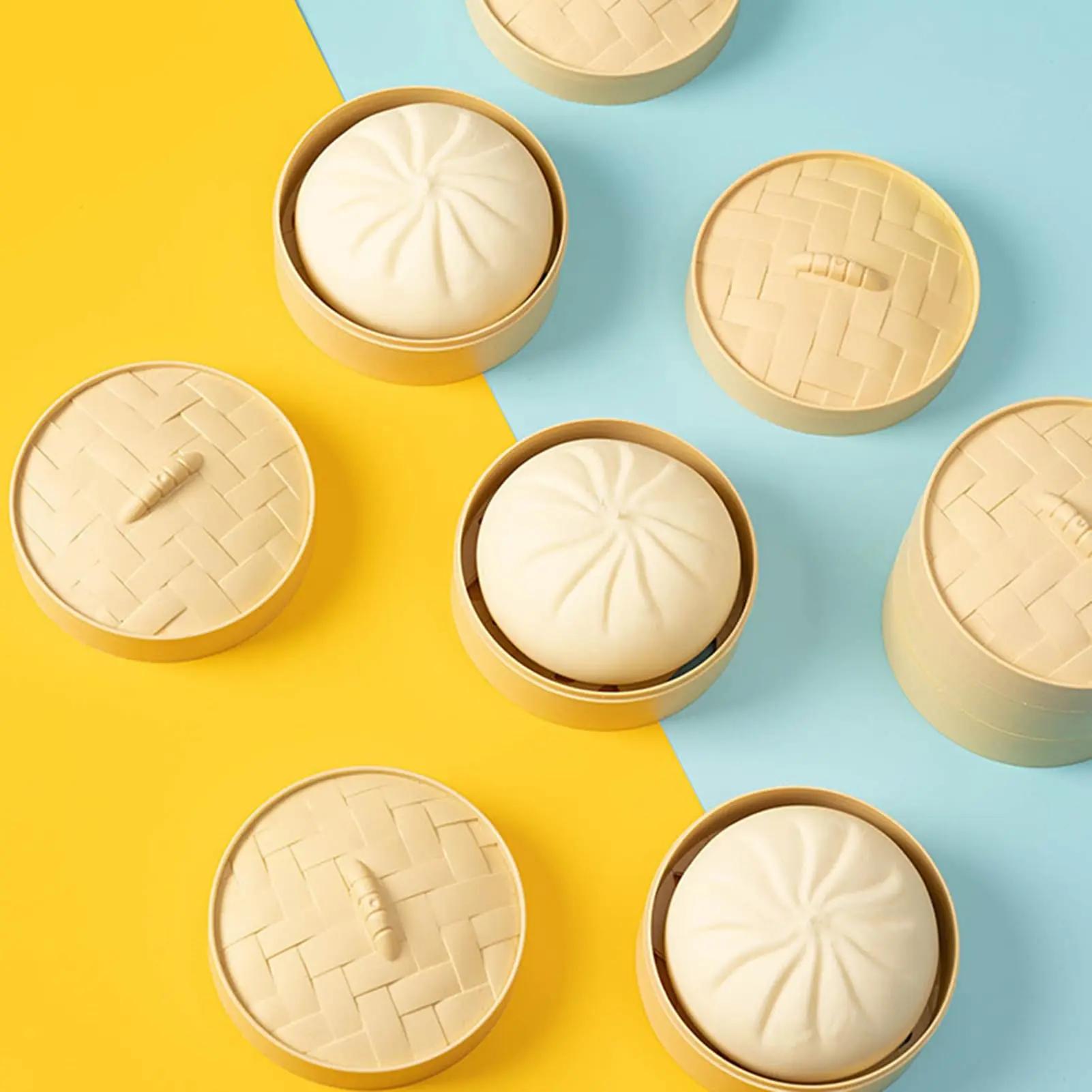 Stress Toys 1PC Dumpling Stress Balls Fidget Sensory Toy,Squeeze Dough Ball Stress Relief Hand Toy,Stress Relief Fidgeting,Bun With Food Steamer Squishy Toys Glitter