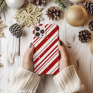 Peppermint Candy Cane Phone Case - Winter Christmas Holiday -iPhone 17 Pro Max 17 Air 16 Pro 15 14 13 mini Samsung S24 ULTRA S23 S22 MagSafe
