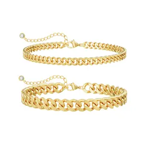 Ankle Bracelets For Women Waterproof Chunky Cuban Link Chain Trendy Large Layer Anklet Set Jewelry Gift for fashion For Mother's Day Gift