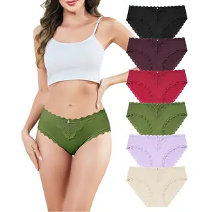 LEVAO Women’s Lace Underwear – Cheeky Stretch Hipster Brief Panties Multipack, 6 Pack