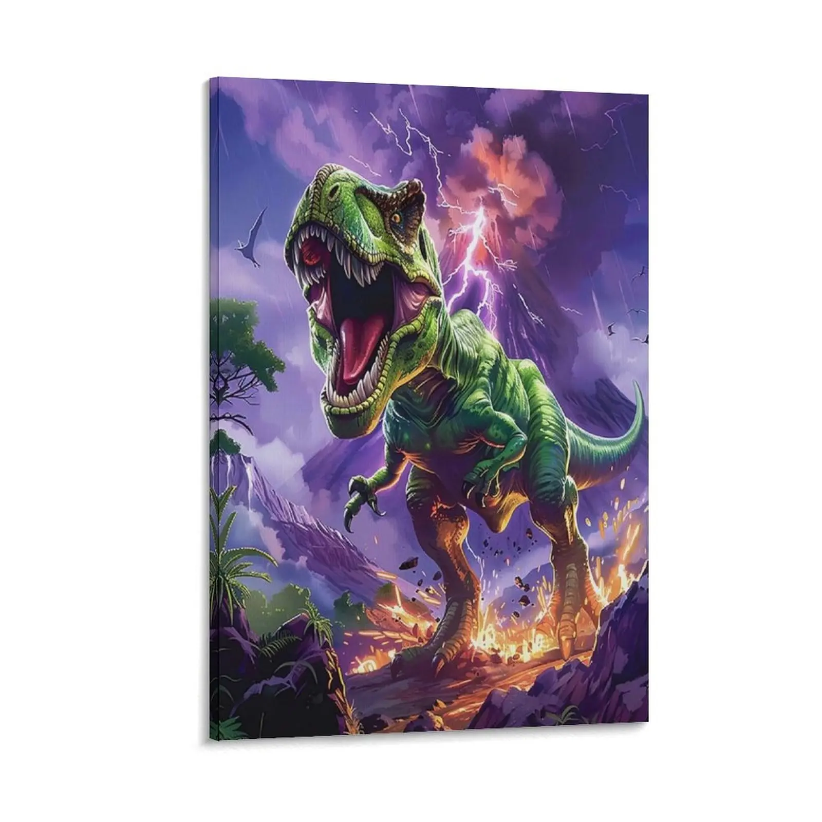 Dinosaur Decor Wall Art T-Rex Wall Decor Dinosaur Poster Canvas Poster Bedroom Decor Sports Landscape Office Room Decor Gift