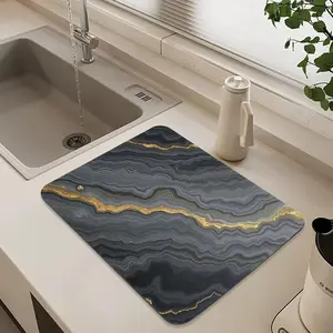 Marble Texture Dish Pad, Drying Mat Kitchen Counter, Magical Mat, Coffee Mat Under Coffee Maker Coffee Bar Decoration Kitchen Drying Mat Coffee Machine Mat for Kitchen Bar Counter Coffee Station Coffee Bar Accessories,  Decorative Mat, Sleek Design