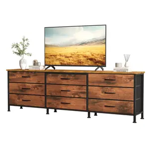 Dresser for Bedroom, Dresser for Closet with 9 Drawers, Large TV Stand for 55, 65, 70 Inch TV, Entertainment Center with Storage, Wide Long Chest of Drawers
