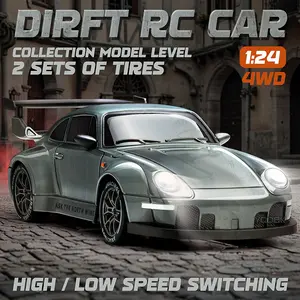 1:24 Scale RC Drift Car - 4WD High-Speed 20mph Remote Control Car w/ LED Lights, 2 Batteries & Drift Tires - Cool Racing Gift for Boys & Adults