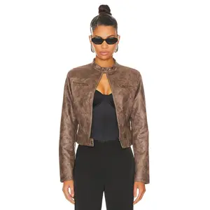 LIONESS Bella Moto Jacket in Chocolate