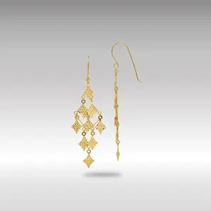 14K Gold Diamond-cut Chandelier Earrings - Model TL519
