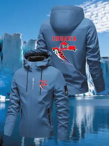 Functional Waterproof Hooded Jacket, Outdoor Rainproof Windbreaker, American Retro Letter Logo Casual Outerwear, Spring & Fall