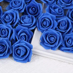 Set of 100 Royal Blue Roses 3" Foam Roses Flowers Fake Roses Royal Blue Roses Artificial Flowers for Bridal Shower Centerpieces DIY Wedding Flower Arrangements (Royal Blue)