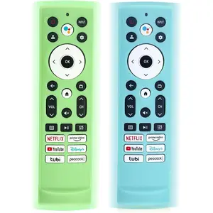 Glow in The Dark Remote Cover Soft  Remote Control Cover, Luminous Anti-Slip Protective Sleeve Compatible with Hisense TV Remote, Durable Shockproof Full Cover with  Strip, 2Pack