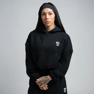 Gymreapers Heavyweight Cropped Hoodie Fitted Long Sleeve TerryTrain Fabric Casual Medium Length Comfort