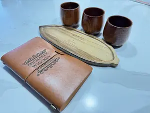 Personalized Whiskey Set - Engraved Wooden Board Gift for Men, Includes 3 Wooden Glasses & Engraved Name Notebook, Ideal for Bars, Parties, and Special Occasions