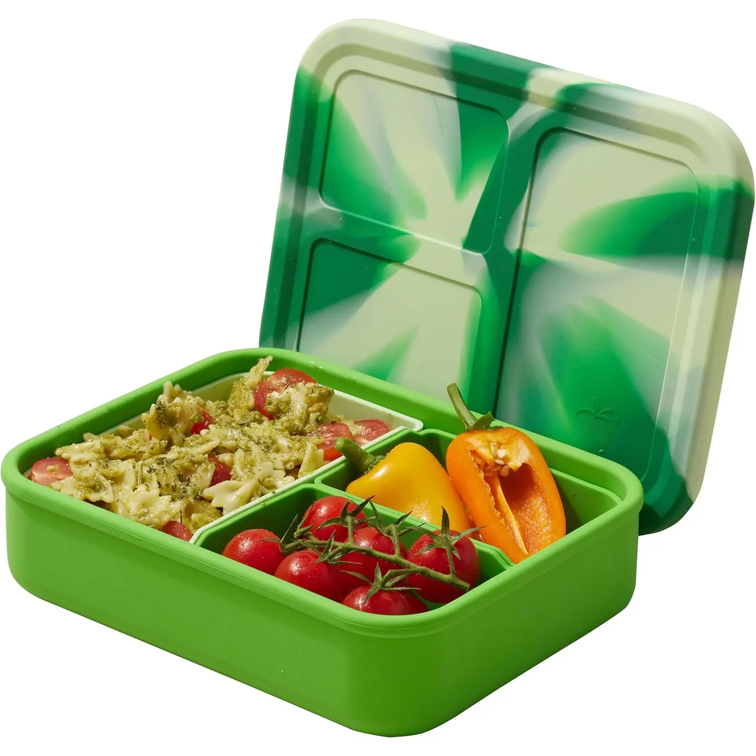 Build -a- Bento Lunch Box, Silicone Bento Box for , Multi-Compartment Lunch Container, Oven & Dishwasher Safe, BPA Free, 32 oz - Tie Dye Green