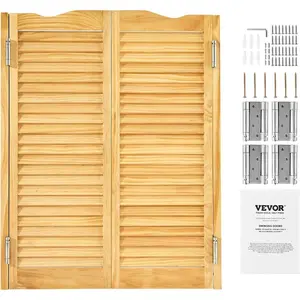 VEVOR Saloon Swinging Doors, 32 Wx 42 H Single Swinging Cafe Interior Doors, Square Design Premium Pine Wood, with Hinges Hardware Kit, Easy to Install, for Hallway Kitchen Bar Pub Entrance WhiteVEVOR Super Brand Day