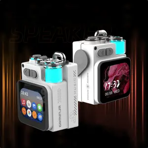 YLW GAMINJA Touch Screen Display App BT Smart Speaker With RGB Light Alarm Message TF Card Mini Portable Metal Wireless Speaker