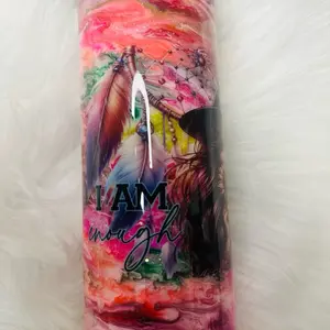 I AM ENOUGH Dreamcatcher Epoxy Ink Swirl Glitter 35 ounce stainless steel tumbler